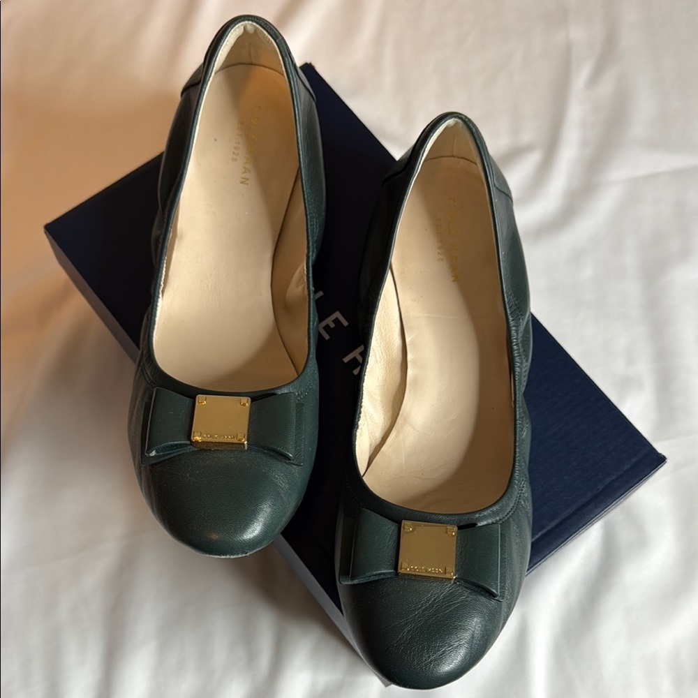 Cole Haan Green Tali Bow Ballet Flats